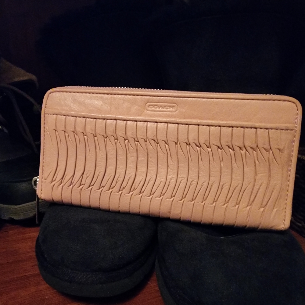 Coach Women's Pink Leather Accordion Wallet